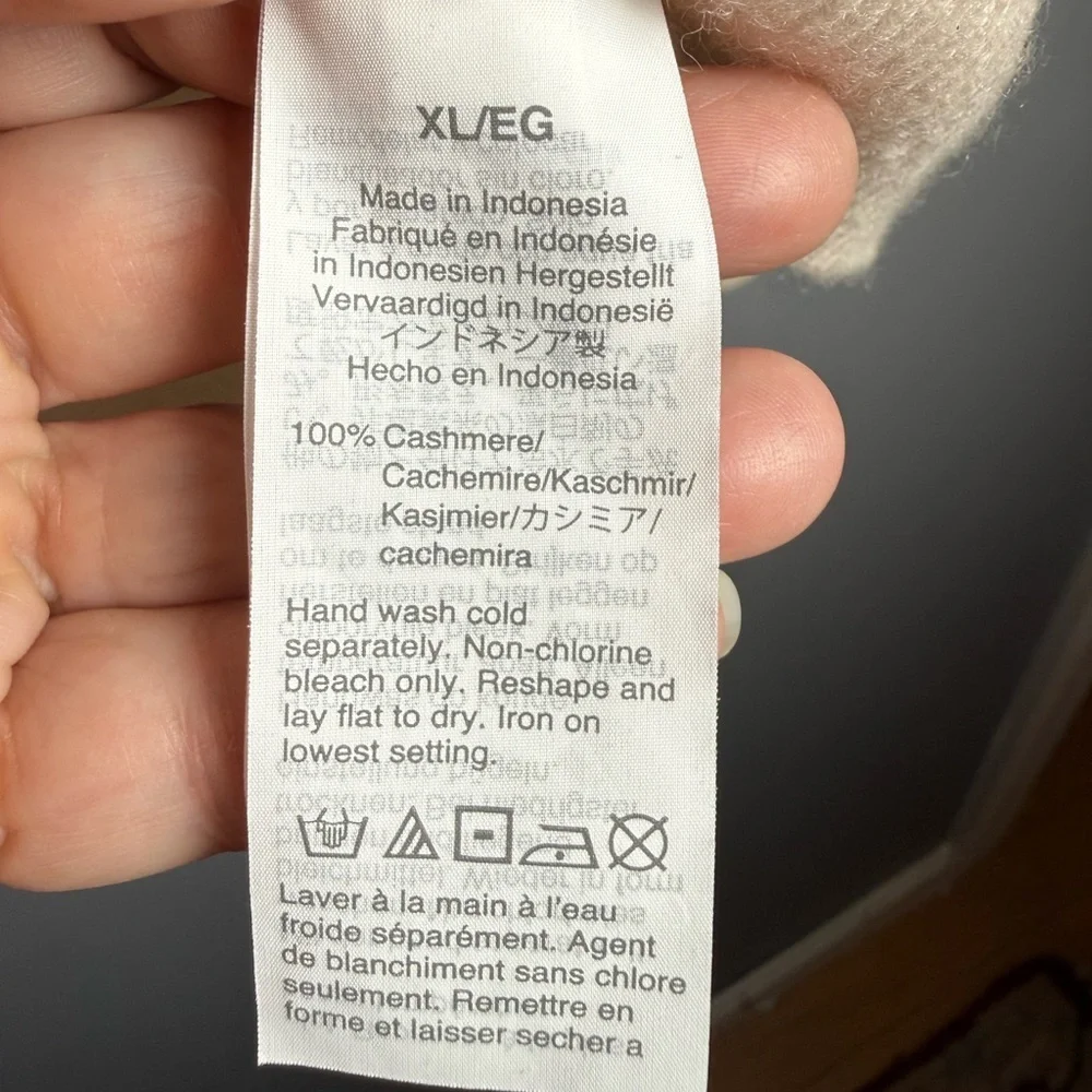 J. Crew 100% Cashmere Cream Crewneck Pullover Mens Sweater Sz XL